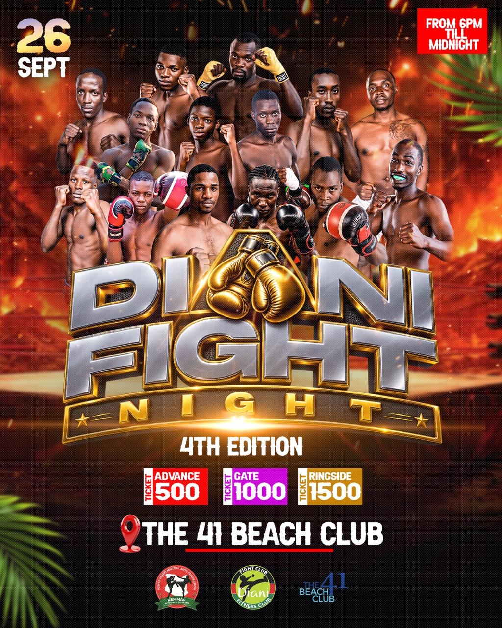 Diani Fight Night 4th Edition — event poster, Hout Bay