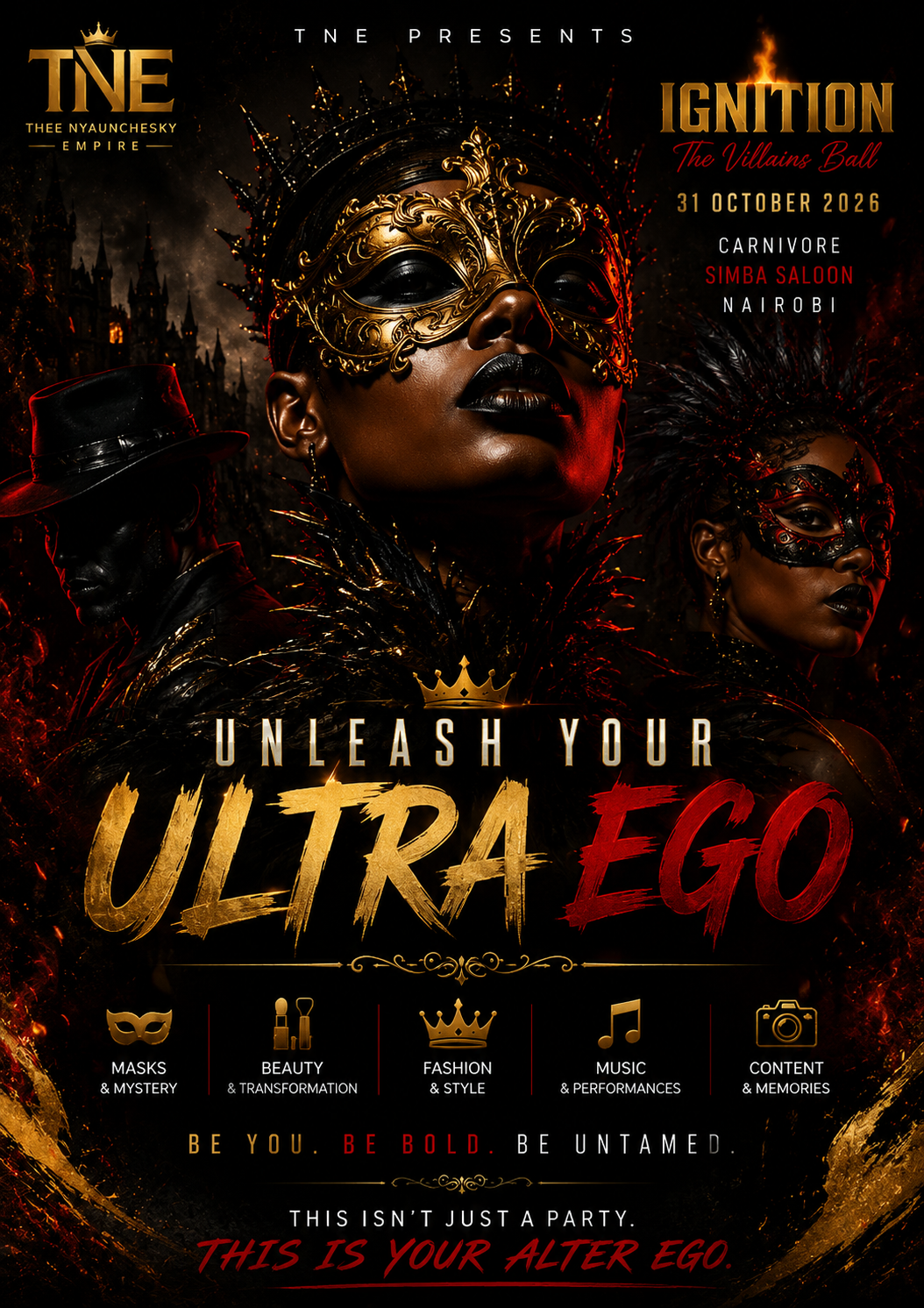 IGNITION: THE VILLAINS BALL — event poster, Dar es Salaam