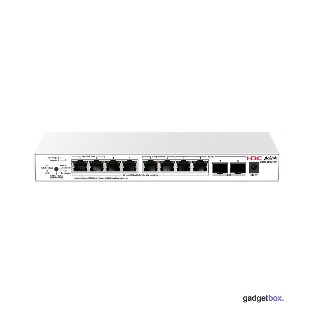 Коммутатор H3C Aolynk US110-8G2MF-HP