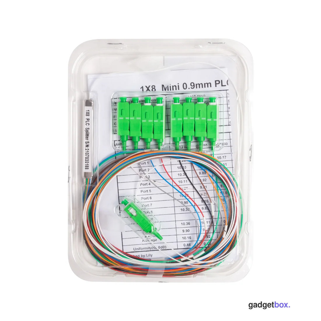 Сплиттер оптоволоконный PLC А-Оптик 1х8 SC/APC 1,5m SM