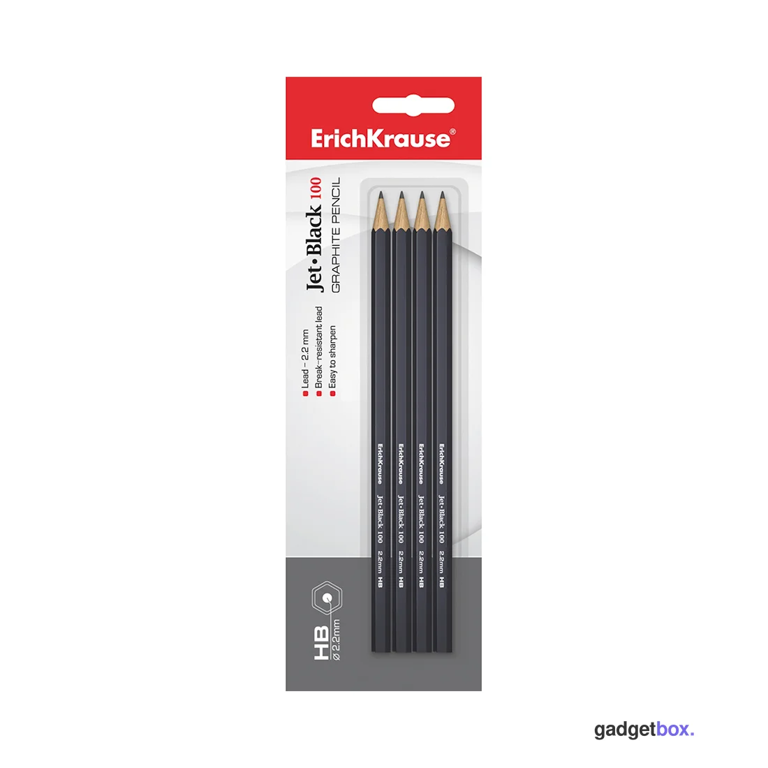 Блистер чернографитных шестигранных карандашей ErichKrause® Jet Black 100 HB (4 карандаша)