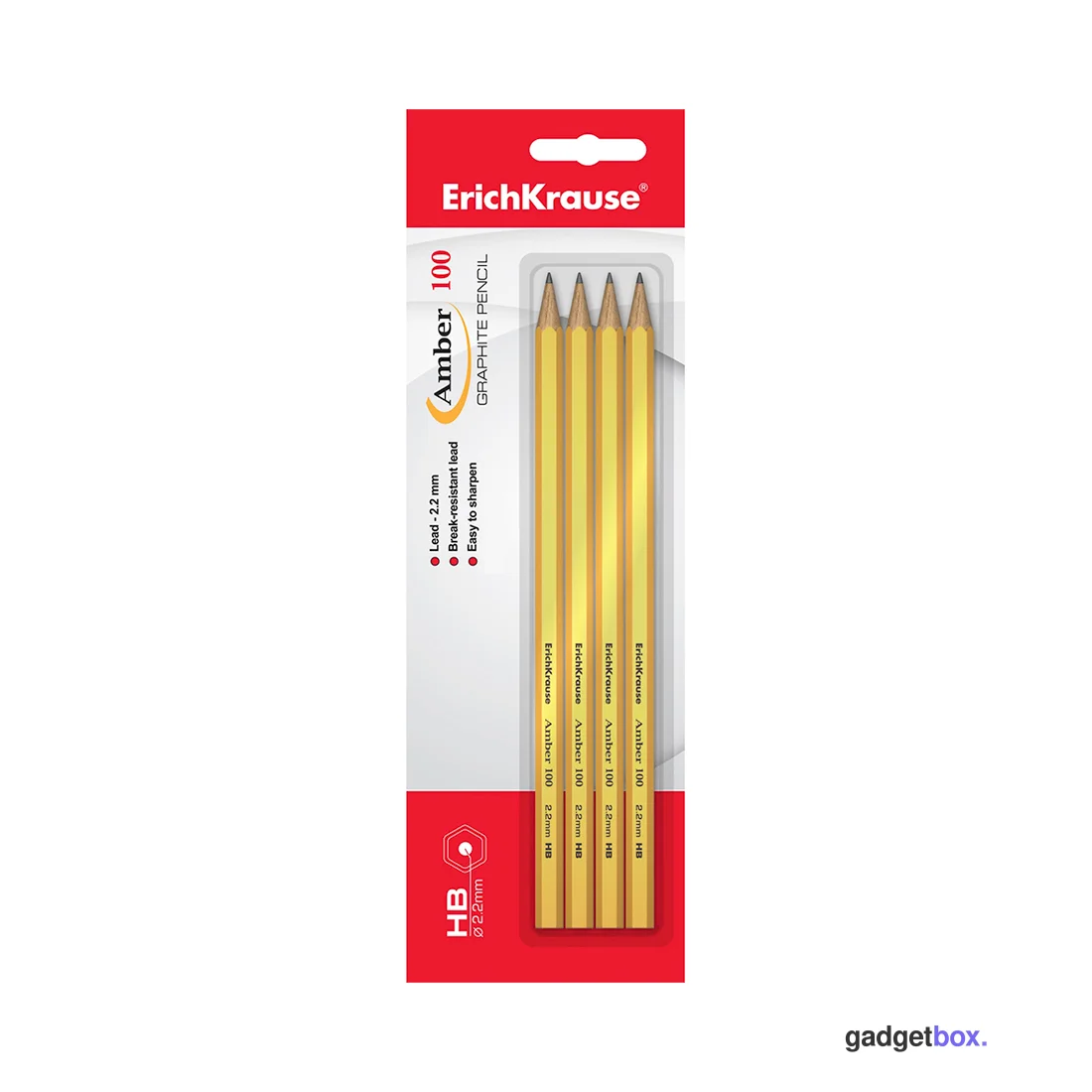 Блистер чернографитных шестигранных карандашей ErichKrause® Amber 100 HB (4 карандаша)