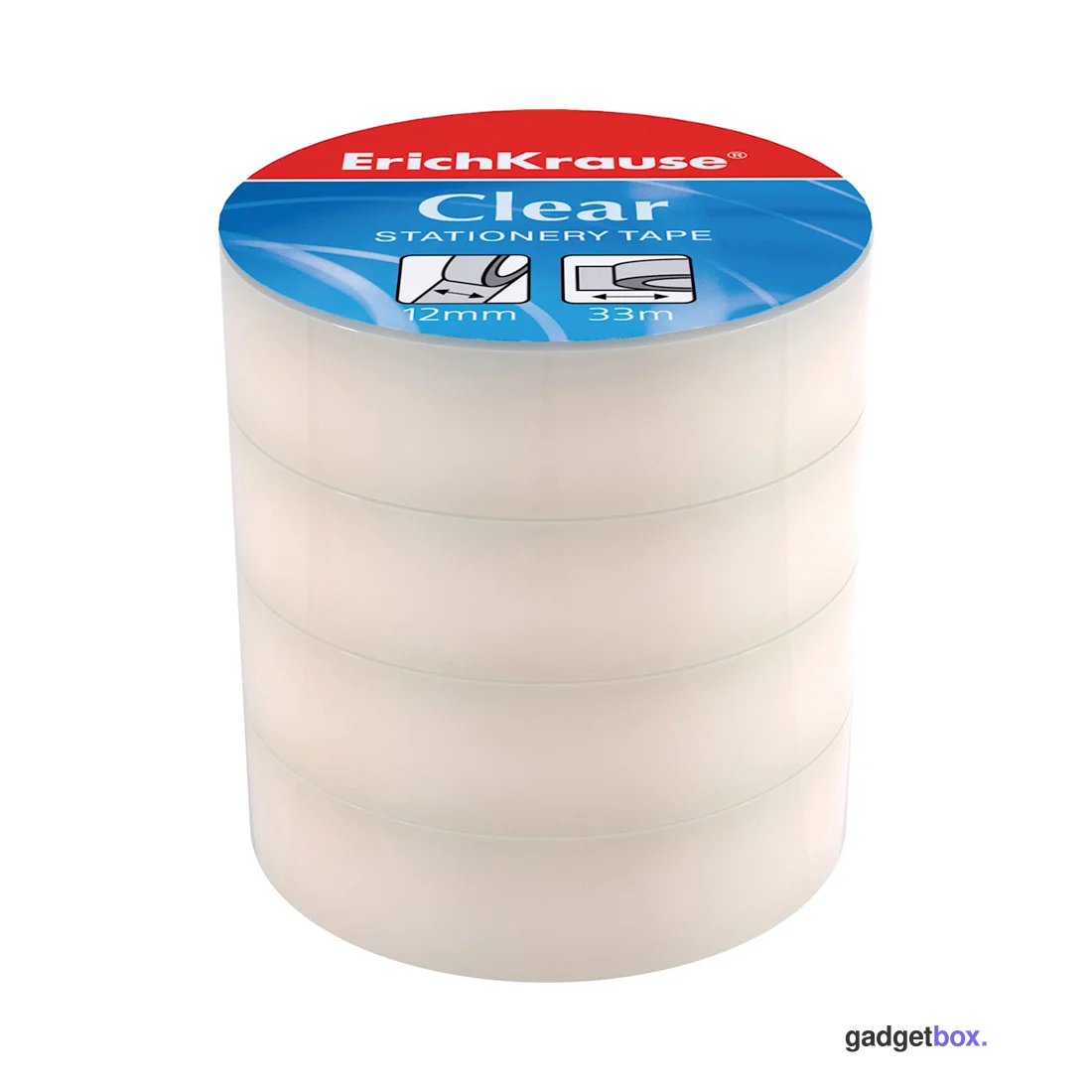 Пакет клейких лент ErichKrause® Clear, 12ммх33м (4 ленты)