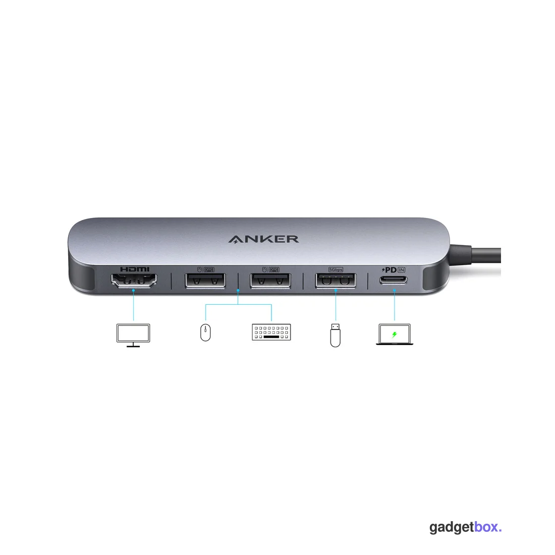Концентратор Anker USB-C (5-in-1, 4K HDMI) (A8357HA0) Серый