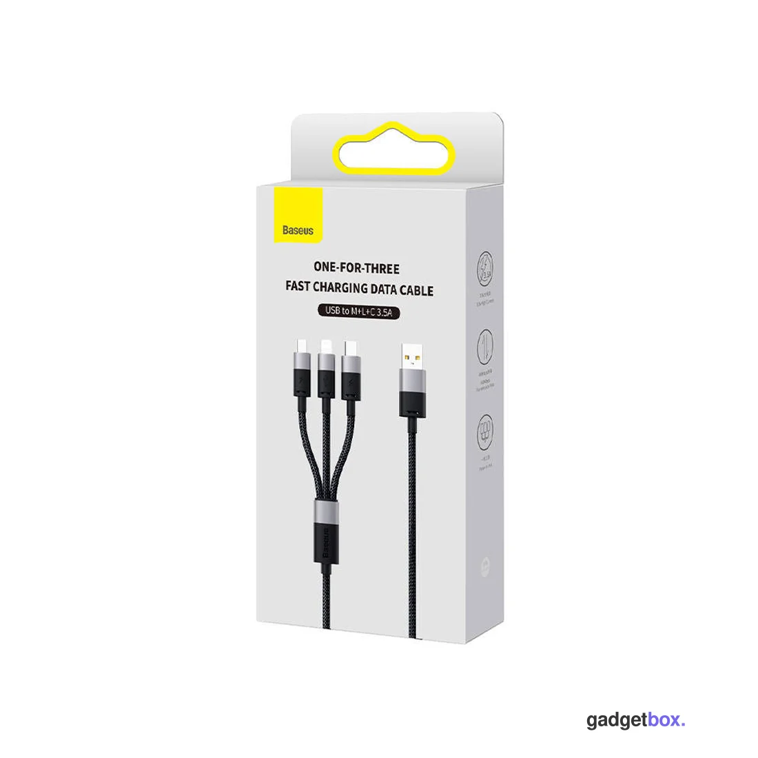 Интерфейсный кабель Baseus StarSpeed 1-for-3 USB to M+L+C 3.5A 1.2m Black (CAXS000001)