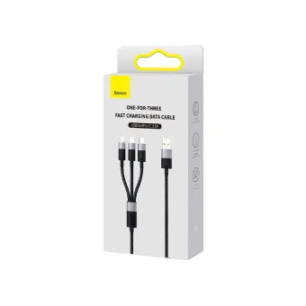 Интерфейсный кабель Baseus StarSpeed 1-for-3 USB to M+L+C 3.5A 1.2m Black (CAXS000001)