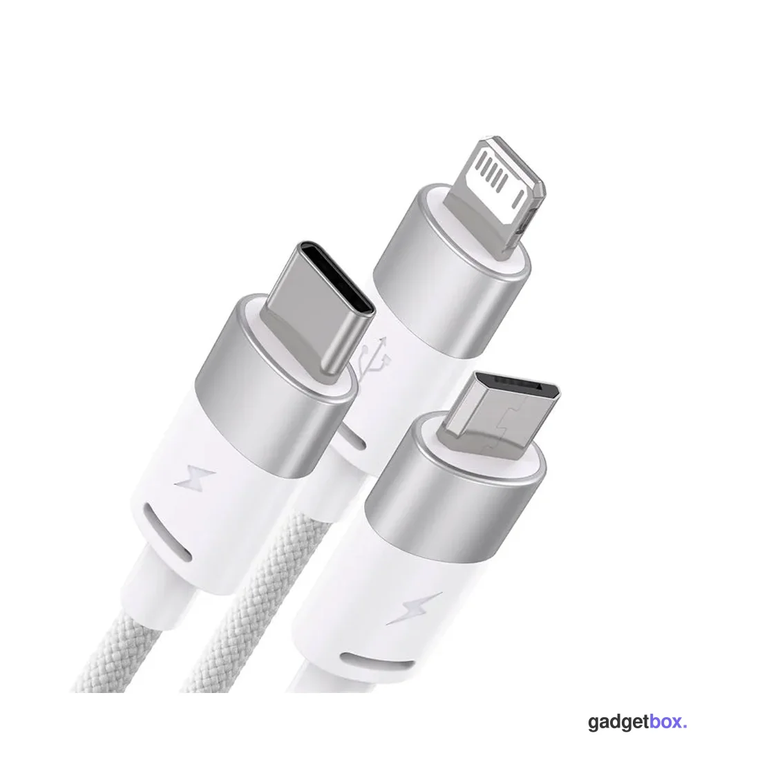 Интерфейсный кабель Baseus StarSpeed 1-for-3 USB to M+L+C 3.5A 1.2m White (CAXS000002)