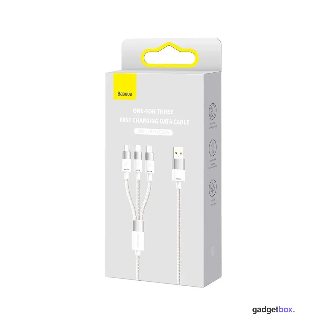 Интерфейсный кабель Baseus StarSpeed 1-for-3 USB to M+L+C 3.5A 1.2m White (CAXS000002)
