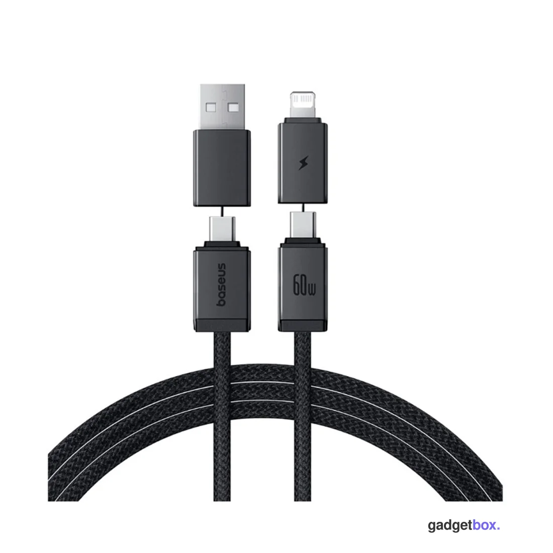 Интерфейсный кабель Baseus Versatile U+C to C+L 60W 1m White (P10383000211-00)