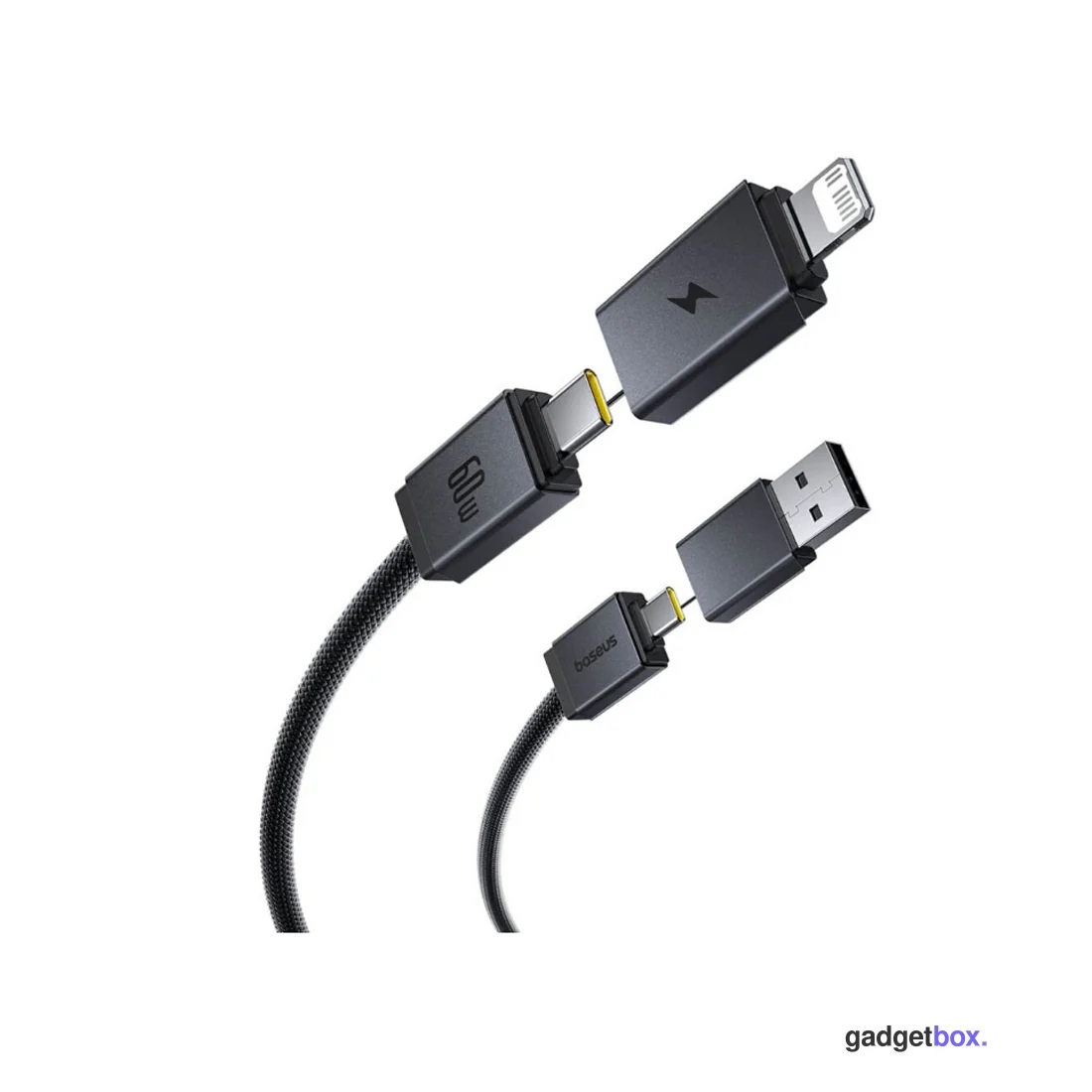 Интерфейсный кабель Baseus Versatile U+C to C+L 60W 1m White (P10383000211-00)