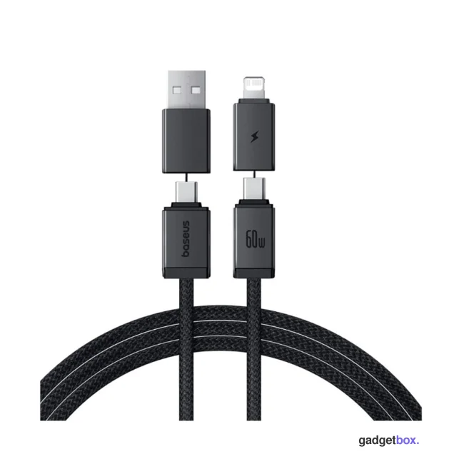 Интерфейсный кабель Baseus Versatile U+C to C+L 60W 1m White (P10383000211-00)