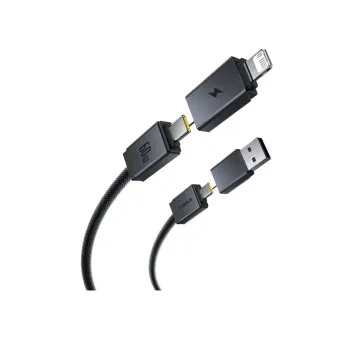 Интерфейсный кабель Baseus Versatile U+C to C+L 60W 1m White (P10383000211-00)