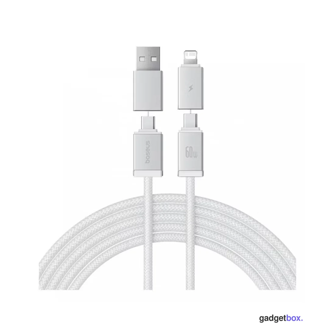 Интерфейсный кабель Baseus Versatile U+C to C+L 60W 2m White (P10383000211-01)