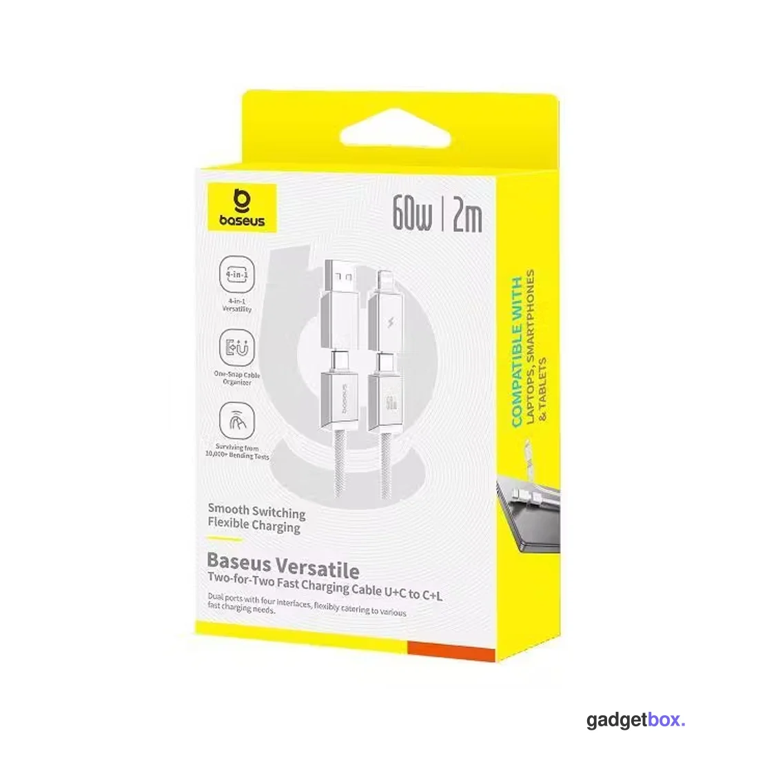 Интерфейсный кабель Baseus Versatile U+C to C+L 60W 2m White (P10383000211-01)