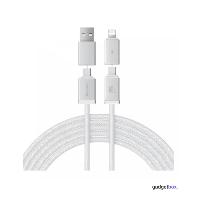 Интерфейсный кабель Baseus Versatile U+C to C+L 60W 2m White (P10383000211-01)