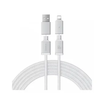 Интерфейсный кабель Baseus Versatile U+C to C+L 60W 2m White (P10383000211-01)
