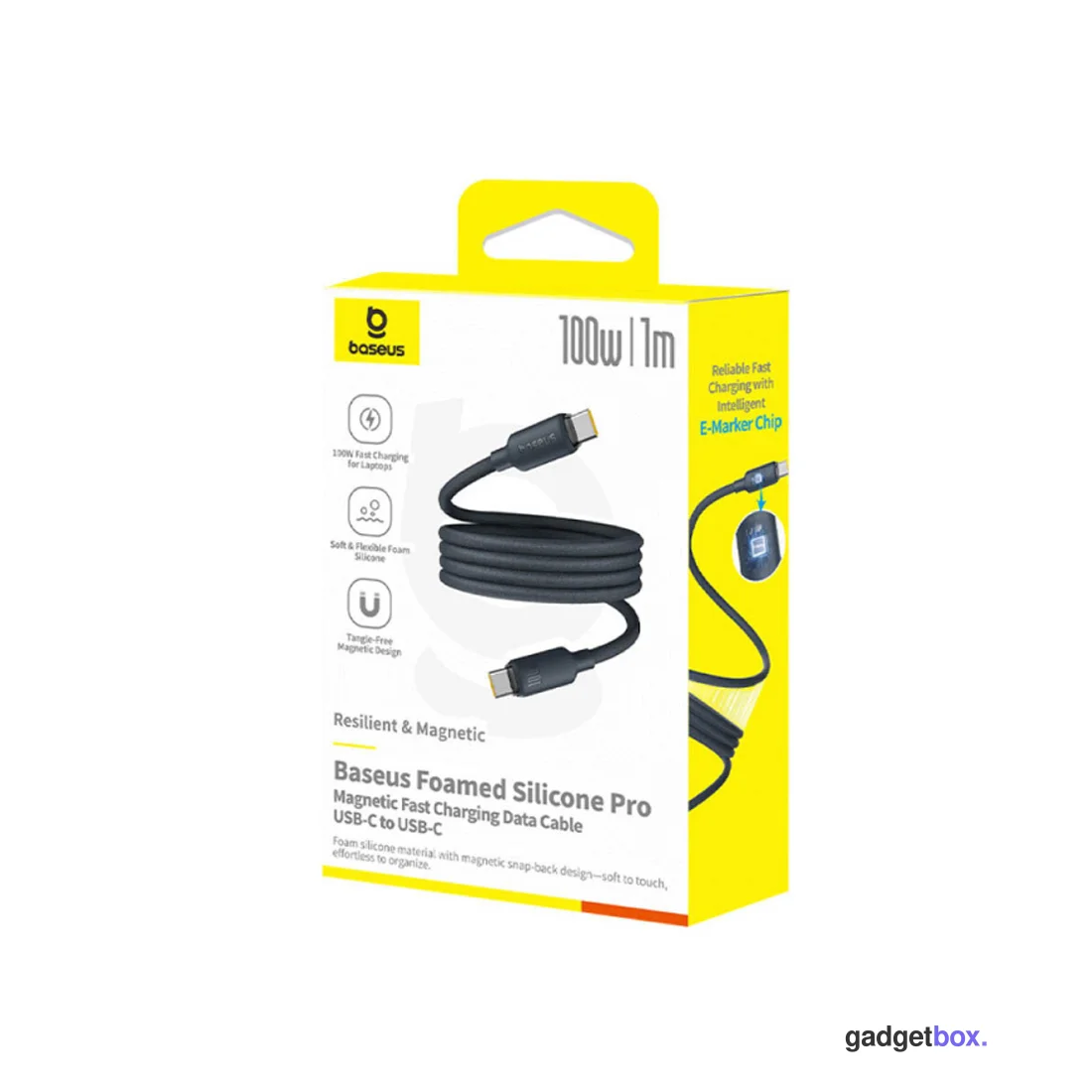 Интерфейсный кабель Baseus Foamed Silicone Pro Magnetic USB-C to USB-C 100W Black 1m (E0426D00)