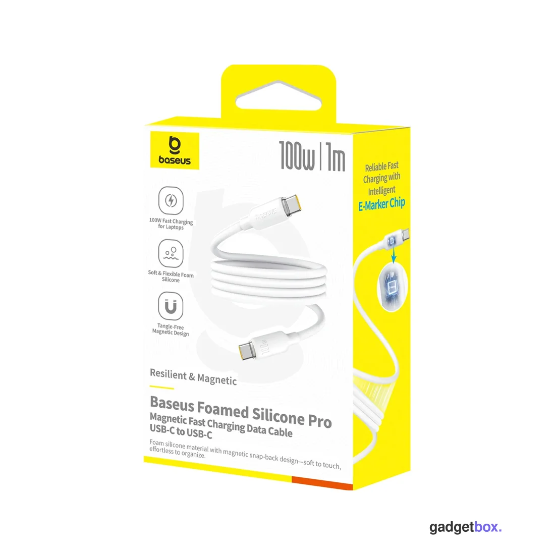 Интерфейсный кабель Baseus Foamed Silicone Pro Magnetic USB-C to USB-C 100W White 1m (E0426D01)