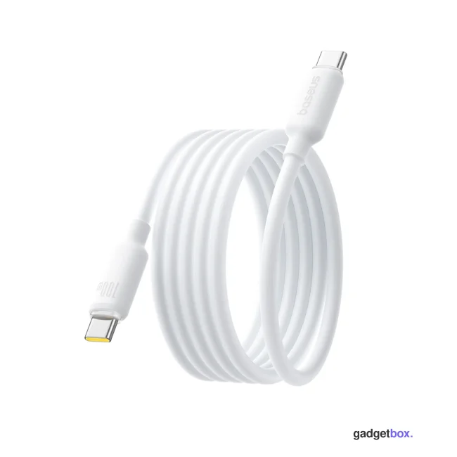Интерфейсный кабель Baseus Foamed Silicone Pro Magnetic USB-C to USB-C 100W White 1m (E0426D01)