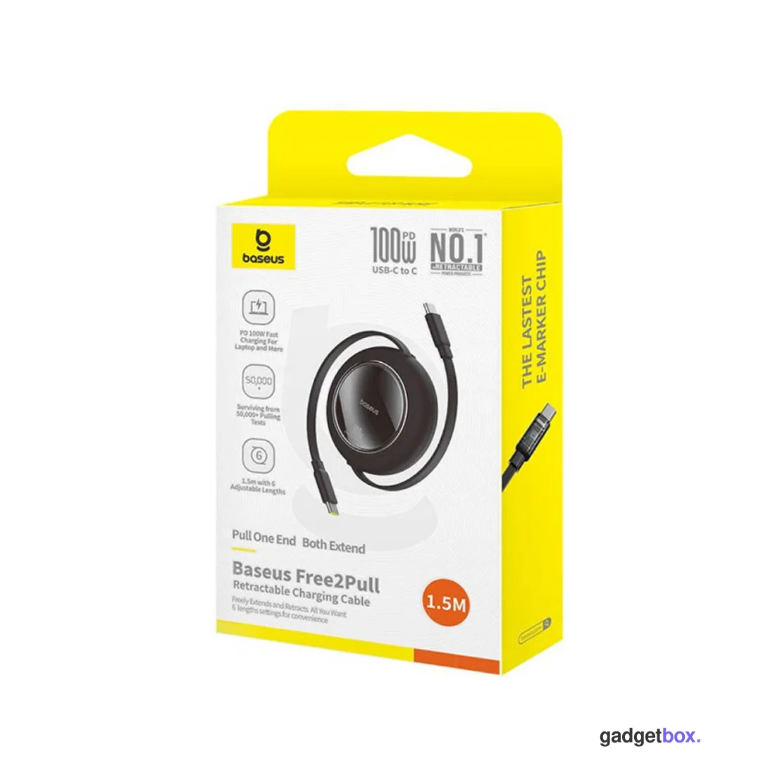 Интерфейсный кабель Baseus Free2Pull Mini USB-C to USB-C 100W 2m Black (P10364500113-01)