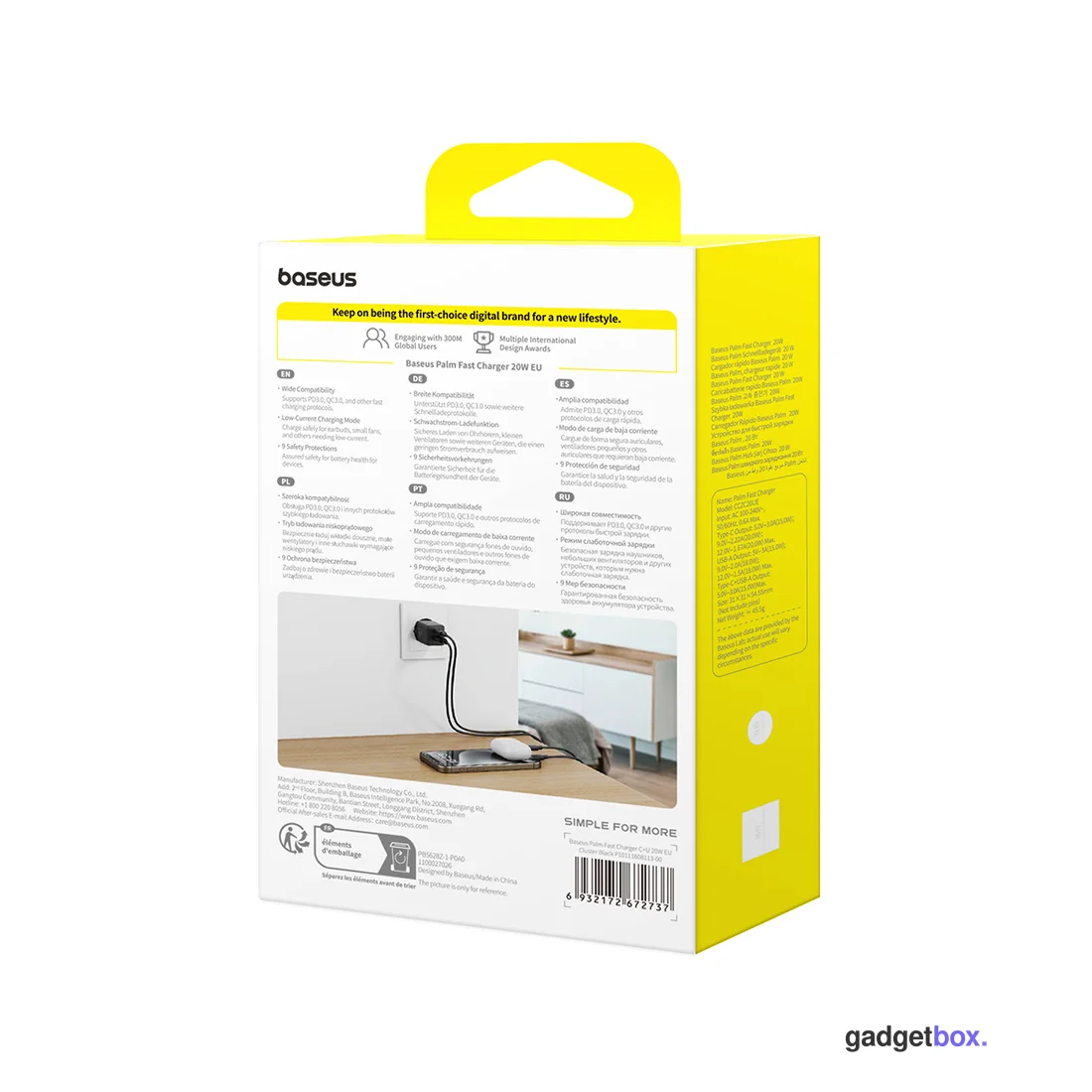Адаптер питания Baseus Palm C+U 20W Black (P10111608113-00)