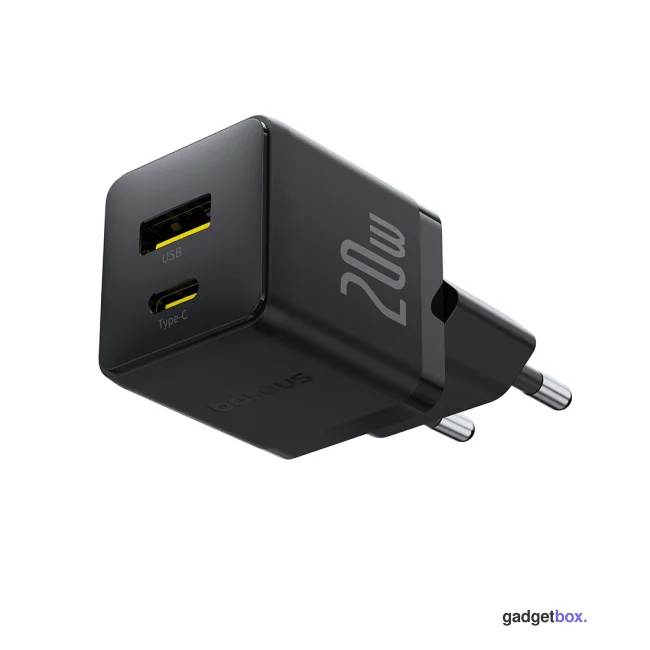 Адаптер питания Baseus Palm C+U 20W EU Black( в комлпекте кабель Type-c) (P10111608113-01)