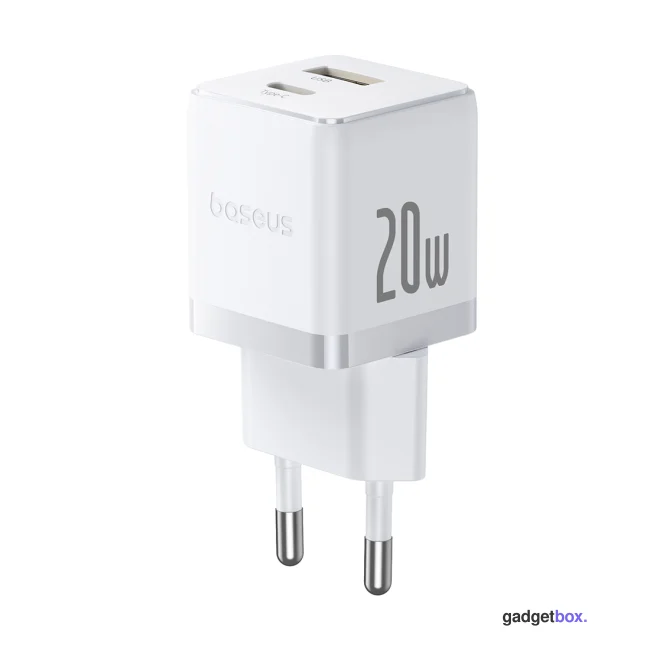Адаптер питания Baseus Palm C+U 20W EU White ( в комлпекте кабель Type-c) (P10111608213-01)
