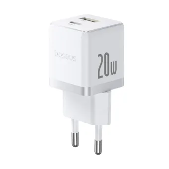 Адаптер питания Baseus Palm C+U 20W EU White ( в комлпекте кабель Type-c) (P10111608213-01)