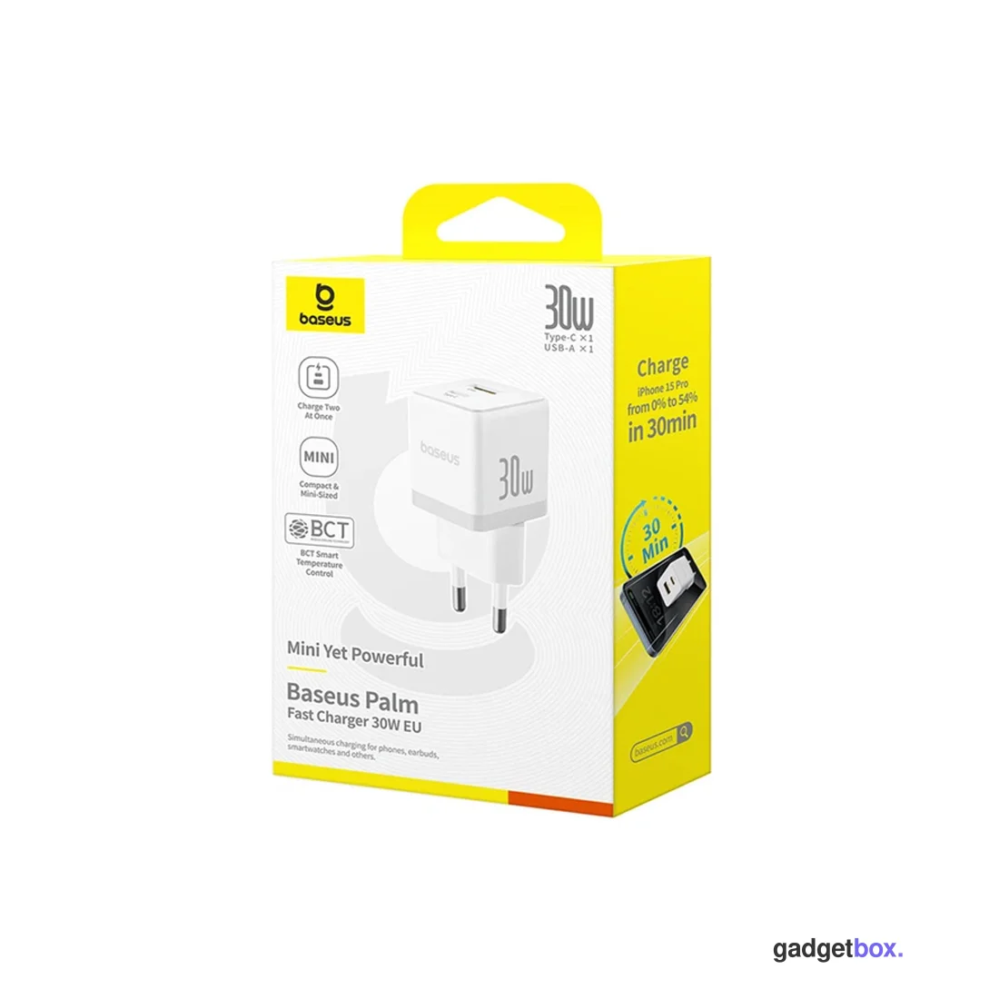 Адаптер питания Baseus Palm C+U 30W White (P1011160A213-00)