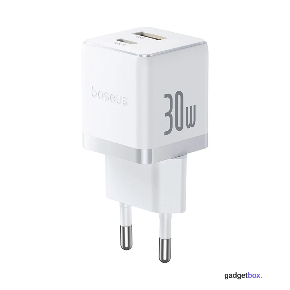 Адаптер питания Baseus Palm C+U 30W White( в комлпекте кабель Type-c) (P1011160A213-01)