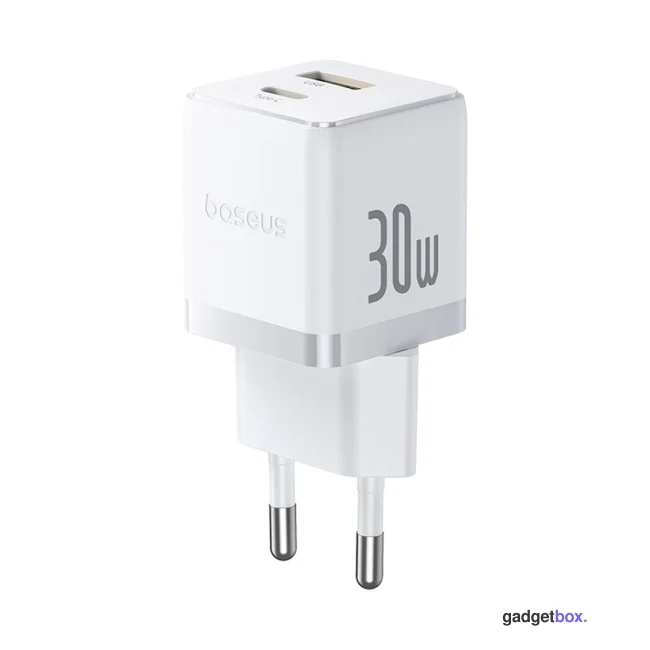 Адаптер питания Baseus Palm C+U 30W White( в комлпекте кабель Type-c) (P1011160A213-01)