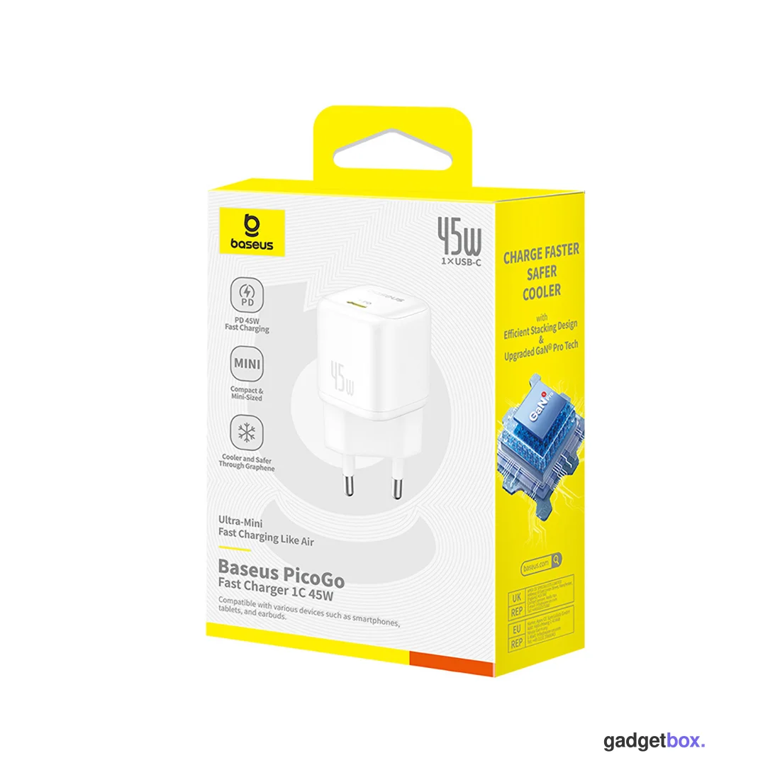 Адаптер питания Baseus PicoGo GaN 1C 45W White (P10176800213-00)
