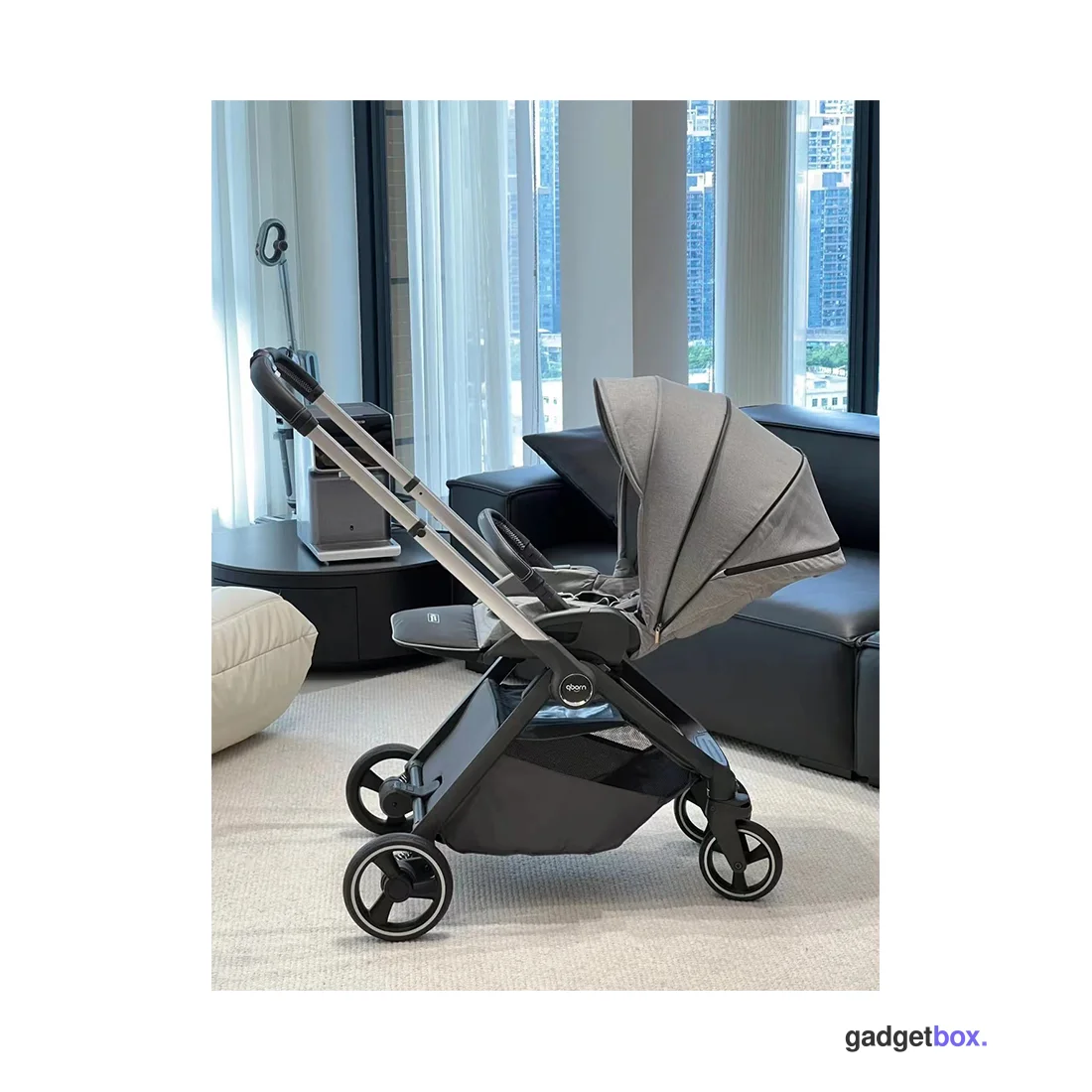 Детская коляска Qborn Kunpeng Two-way lightweight high landscape stroller Technology gray