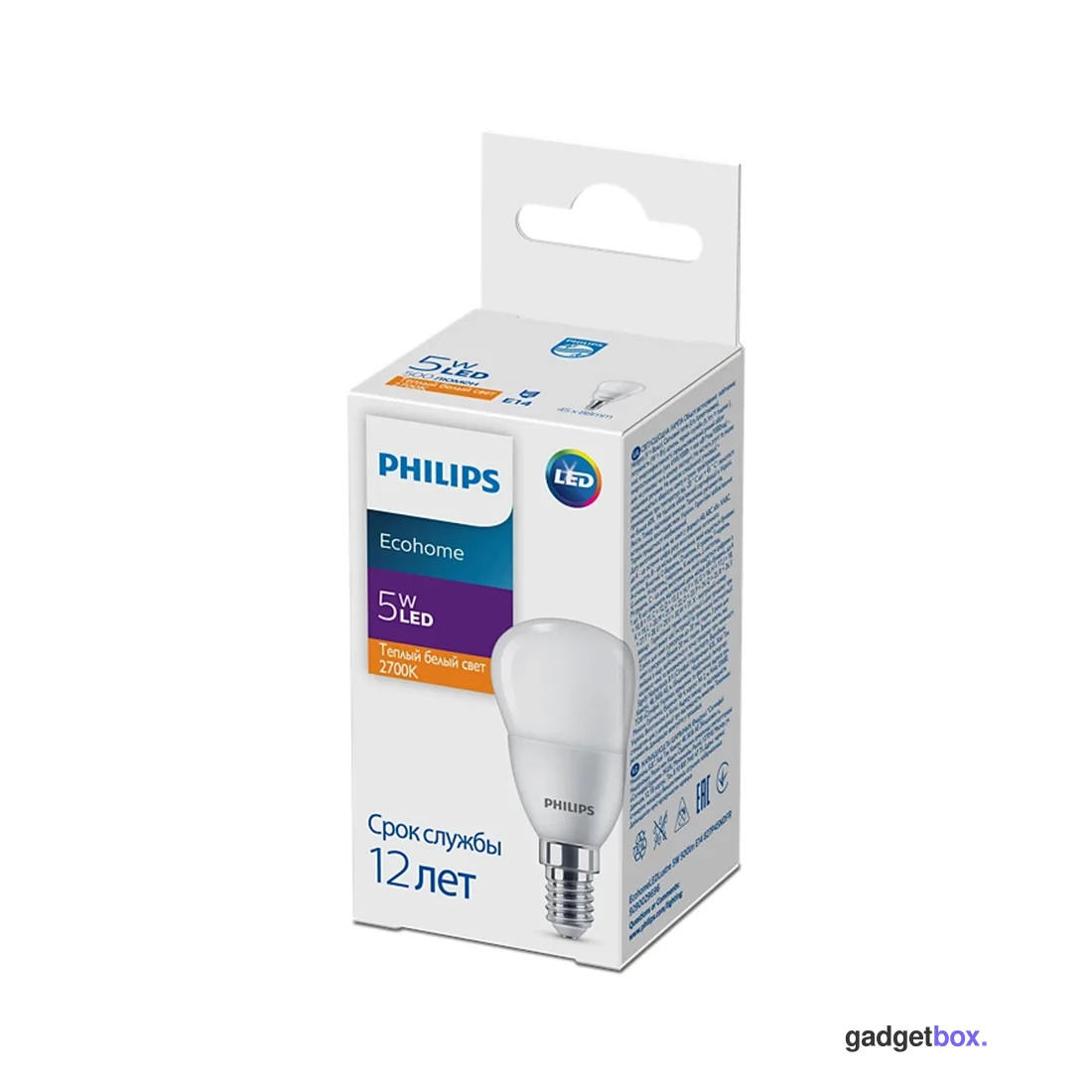 Лампа Philips Ecohome LED Lustre 5W 500lm E14 827P45NDFR