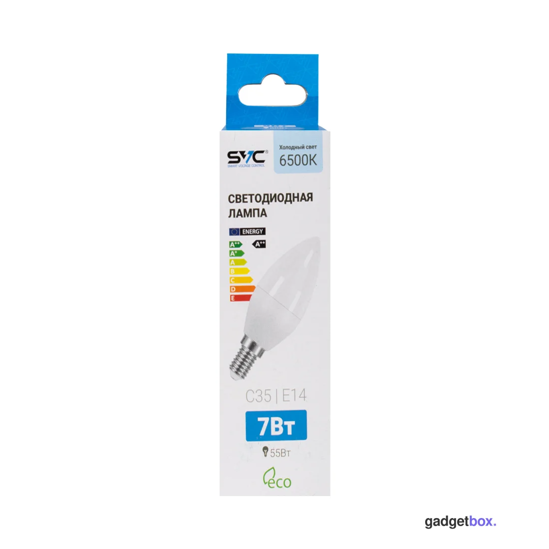 Лампа светодиодная SVC LED C35-7W-E14-6500K Свеча Холодный