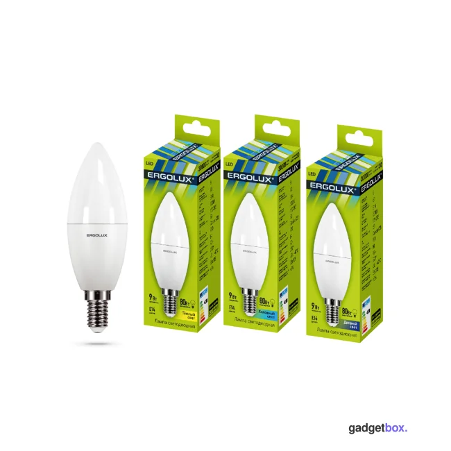 Эл. лампа светодиодная Ergolux LED-C35-9W-E14-4K, Холодный
