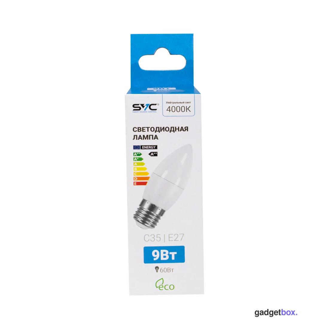 Лампа светодиодная SVC LED C35-9W-E27-4000K Свеча Нейтральный