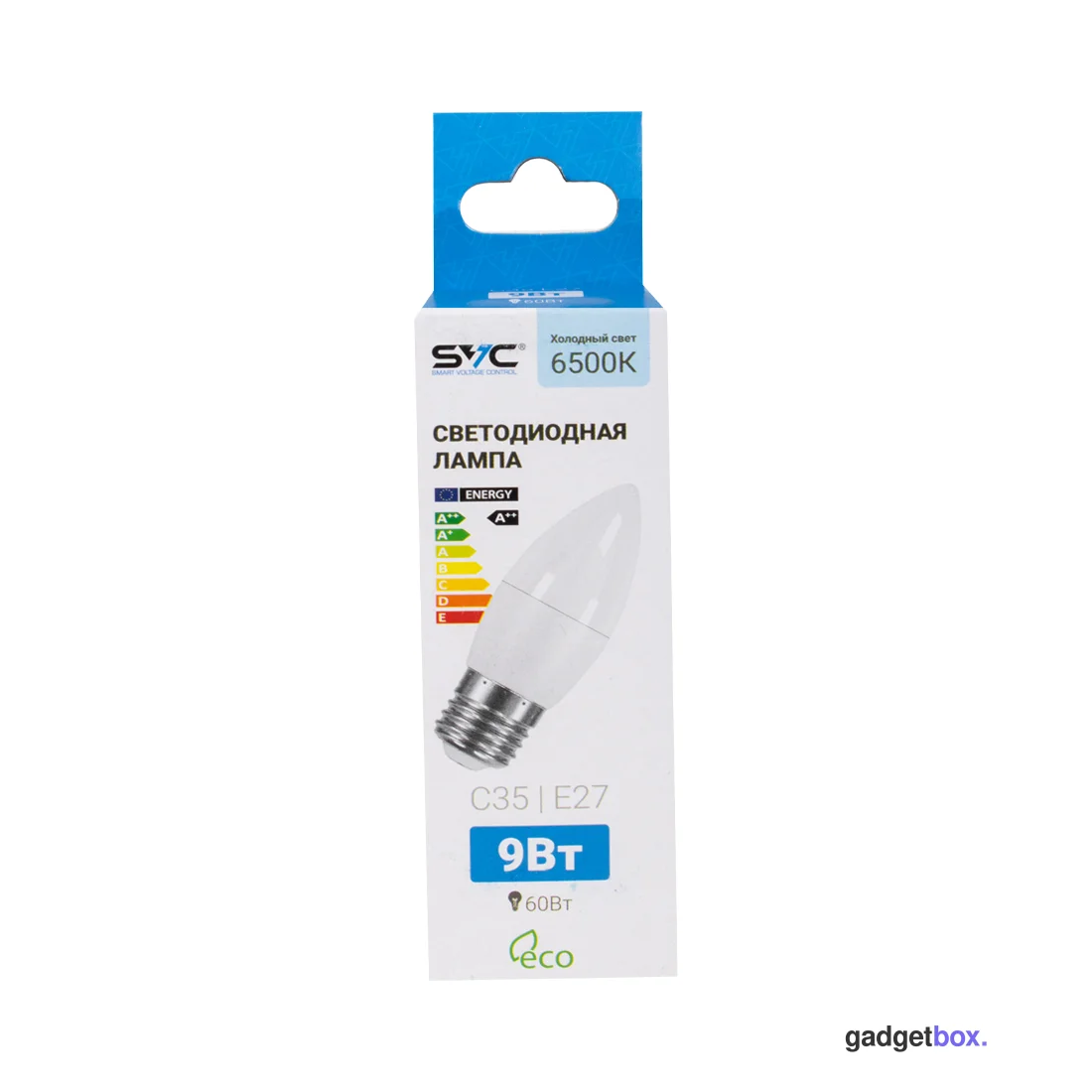 Лампа светодиодная SVC LED C35-9W-E27-6500K Свеча Холодный