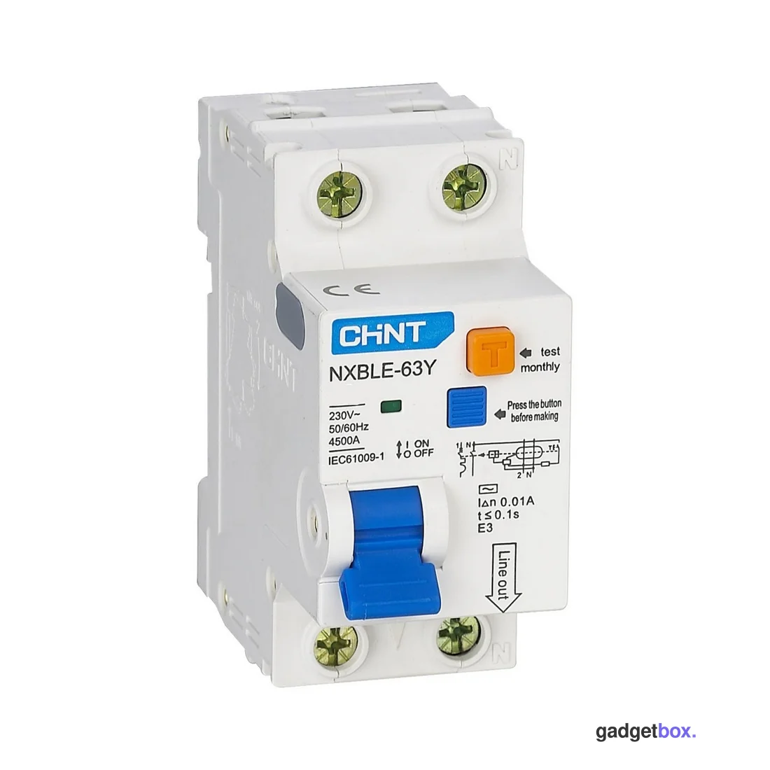 Дифференциальный автомат CHINT NXBLE-63Y 1P+N 32А C 30mA AC 4,5kA