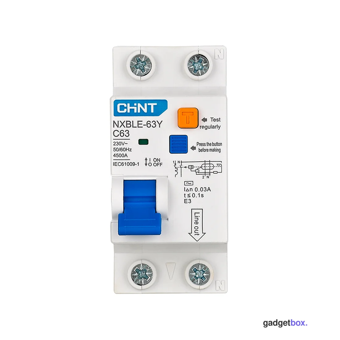 Дифференциальный автомат CHINT NXBLE-63Y 1P+N 63А C 30mA AC 4,5kA
