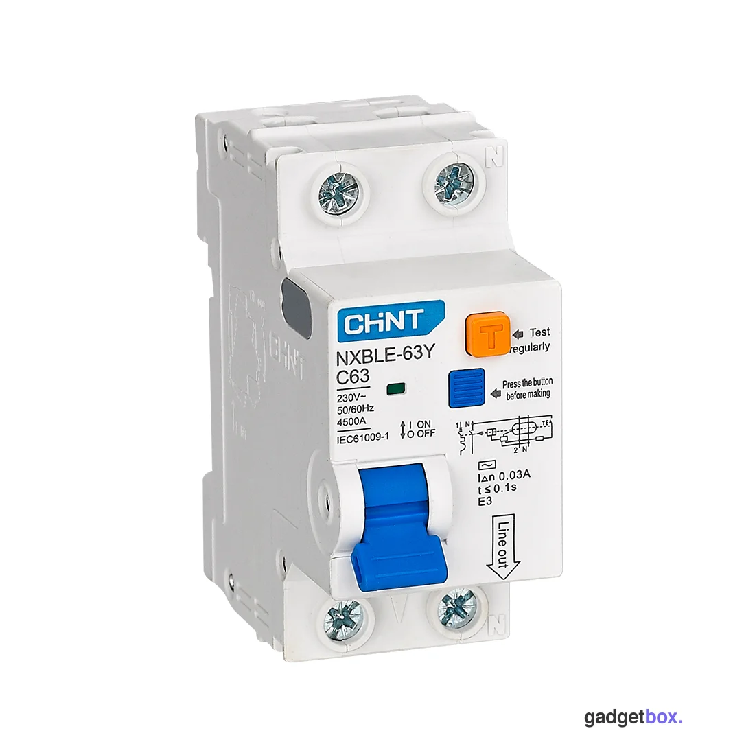 Дифференциальный автомат CHINT NXBLE-63Y 1P+N 63А C 30mA AC 4,5kA