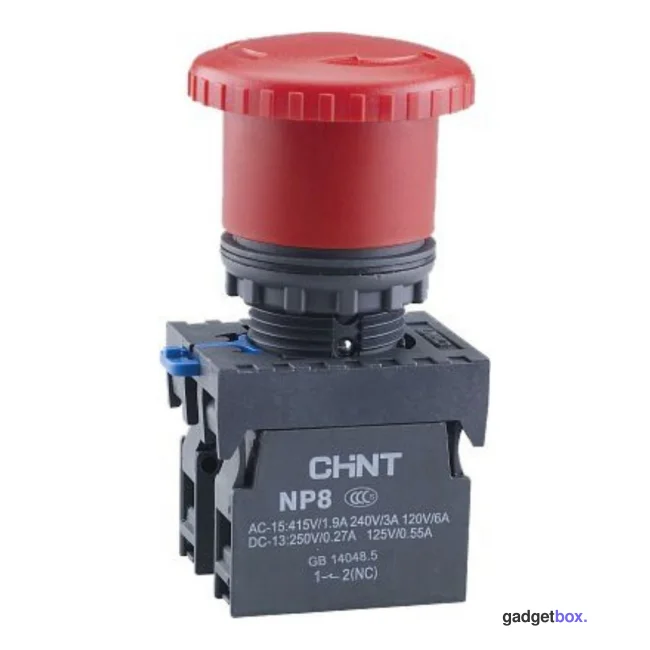 Кнопка управления CHINT "Грибок" 40мм с фиксацией NP8-11ZS/14 красная 1НО+1НЗ IP65