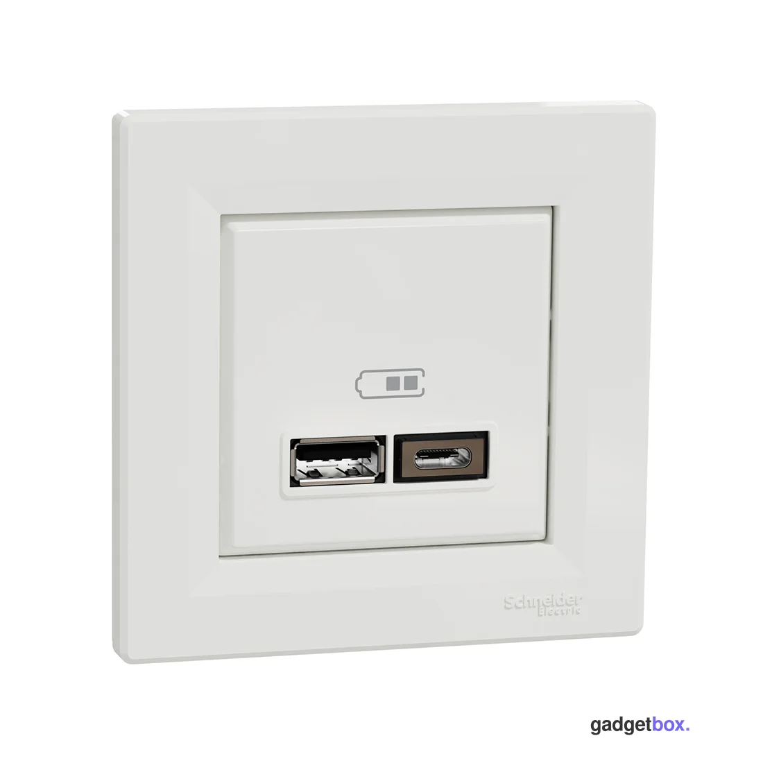 Розетка USB SE EPH2700321 Asfora A+С 5 В/24 А (2 х 5В/12 А) в сборе белый