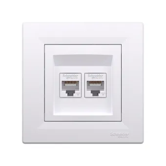 Розетка двойная компьютерная SE EPH4800121 Asfora RJ45 кат. 6 в сборе белый