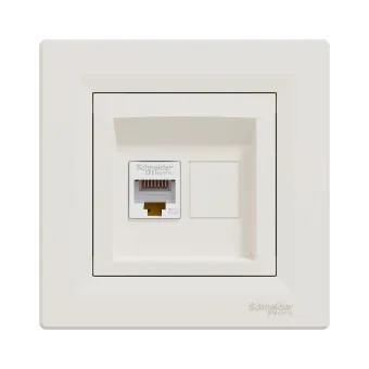 Розетка компьютерная SE EPH4300123 Asfora RJ45 кат. 5e в сборе кремовый