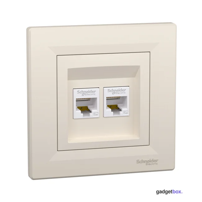 Розетка двойная компьютерная SE EPH4400123 Asfora RJ45 в сборе кремовый