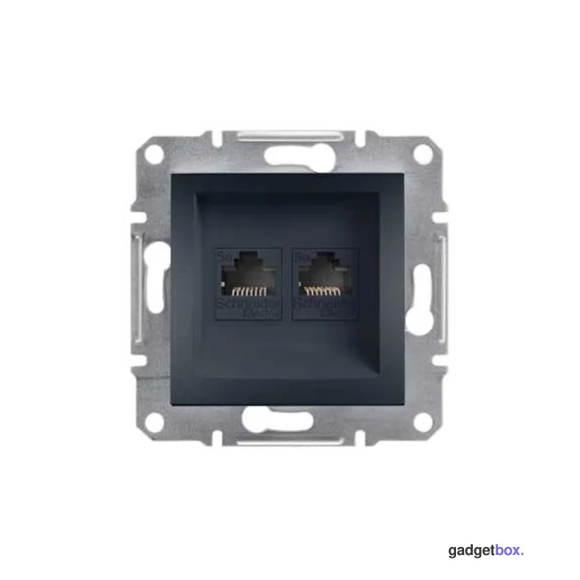 Розетка компьютерная двойная SE EPH4400171 Asfora RJ45 кат. 5е механизм антрацит