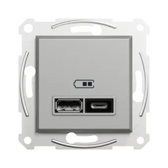 Розетка USB SE EPH2700361 Asfora A+С 2,4А механизм алюминий