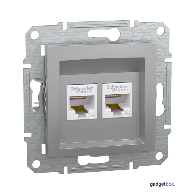 Розетка компьютерная двойная SE EPH4400161 Asfora RJ45 кат.5e механизм алюминий