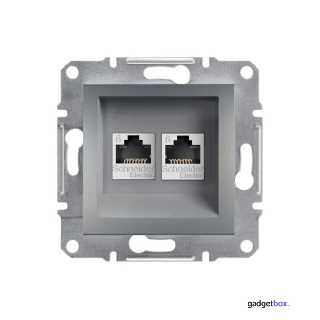 Розетка компьютерная двойная SE EPH4800162 Asfora RJ45 кат.6e механизм сталь